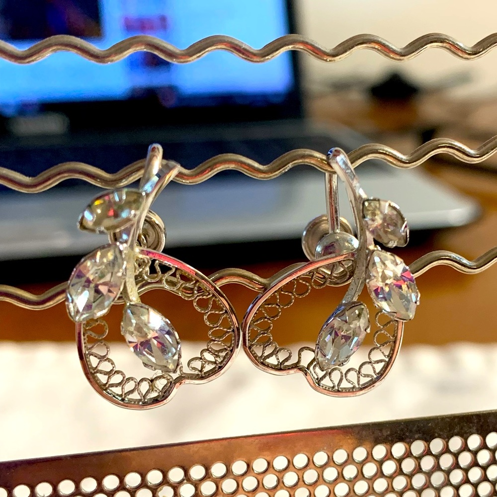 Star Art Heart and Crystal Earrings
